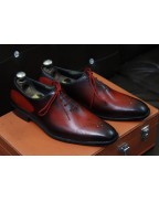 Red Black Shaded Leather Lace Up Shoes