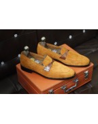 Men's Tan Suede Leather Loafer Shoes