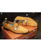 Men's Tan Suede Leather Loafer Shoes