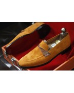 Men's Tan Suede Leather Loafer Shoes