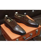 Brown Leather and Suede Lace Up Shoes