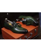 Men's Shoes Green Shaded Leather