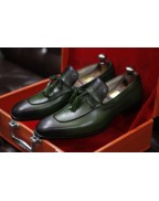 Men's Shoes Green Shaded Leather