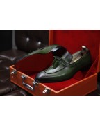 Men's Shoes Green Shaded Leather