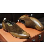 Men's Brown Suede Leather Loafer Shoes