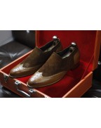 Men's Brown Suede Leather Loafer Shoes