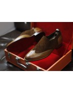 Men's Brown Suede Leather Loafer Shoes