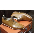 Tan Leather Lace Up Men's Shoes