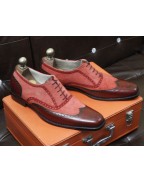 Men's Redish Suede Lace Up Leather Shoes