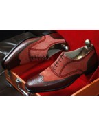 Men's Redish Suede Lace Up Leather Shoes