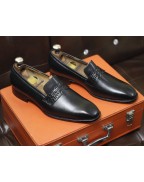 Men's Black Leather Loafer Shoes