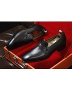 Men's Black Leather Loafer Shoes