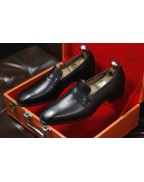 Men's Black Leather Loafer Shoes