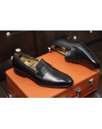 Men's Black Leather Loafer Shoes