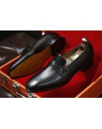 Men's Black Leather Loafer Shoes