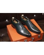 Men's Olive Green Leather Lace Up Shoes