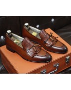 Brown Shaded Leather Loafer Shoes