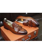 Brown Shaded Leather Loafer Shoes