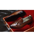 Brown Shaded Leather Loafer Shoes